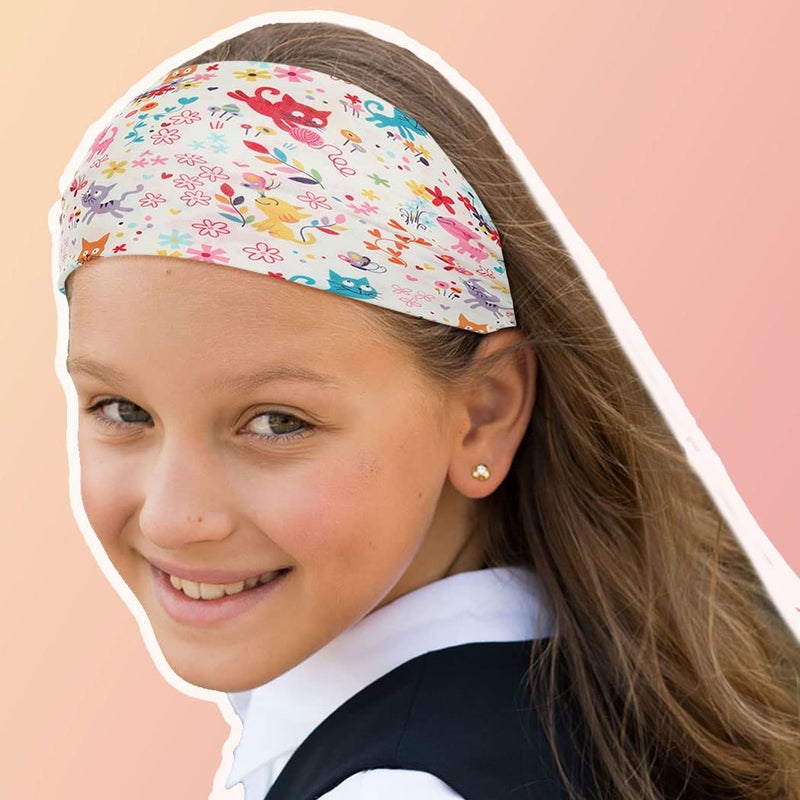 Bohend Girls Headbands Wide Knotted Hair Bands 3Pcs Non Slip Elastic Cute Head Bands Workout Yoga Sweatband Hair Accessories for Girls and Kids (E) - Image 4